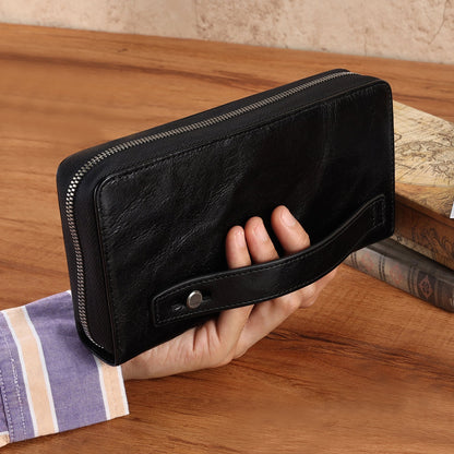 Men's Leather Clutch Wallet with RFID Blocking Technology woyaza