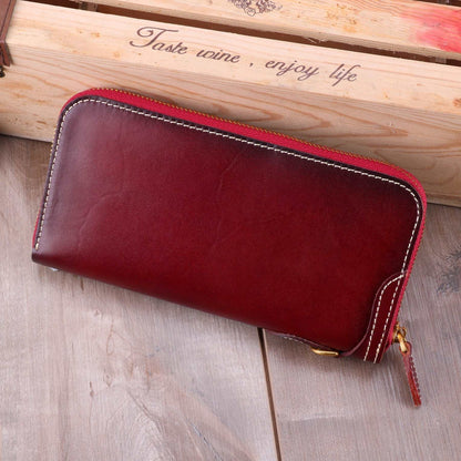 Elegant Leather Women's Clutch Wallet Zipper Closure woyaza