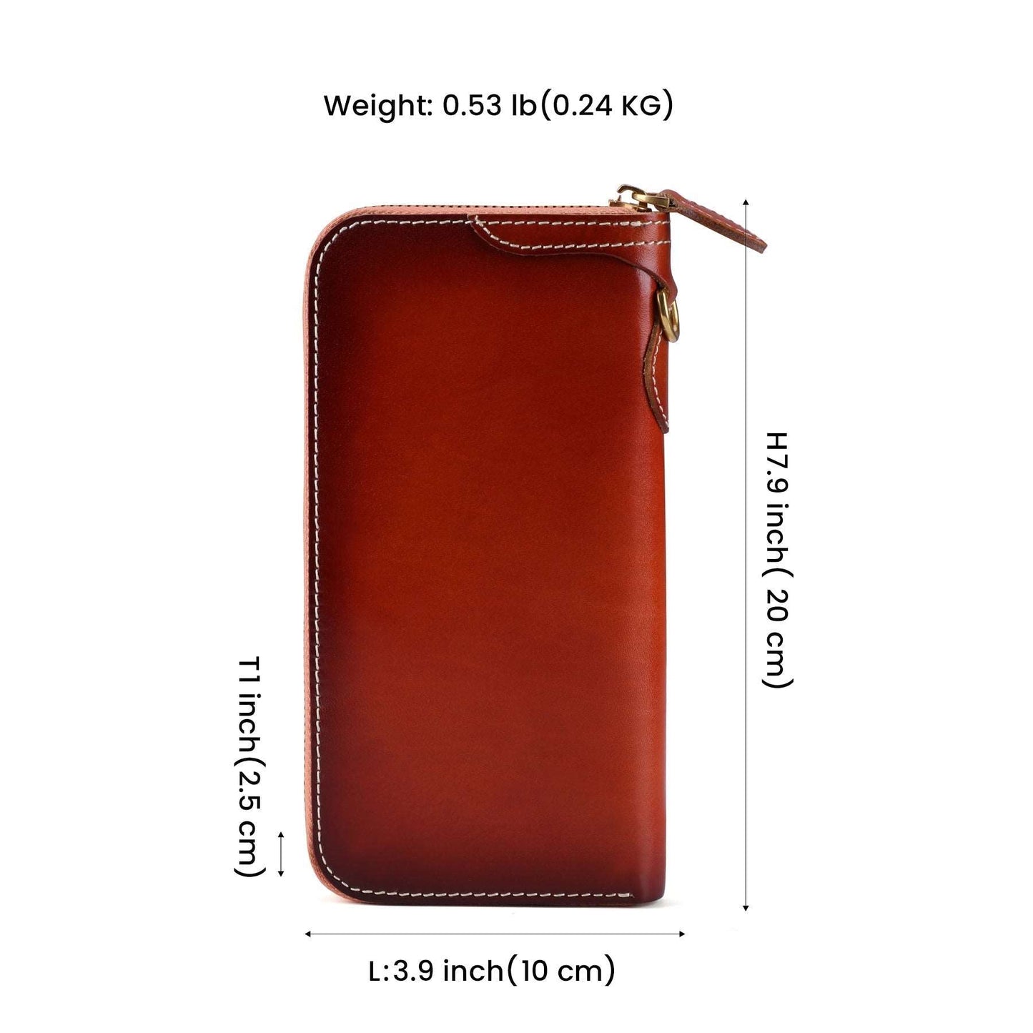 Chic Long Leather Wallet for Women Zipper Closure woyaza