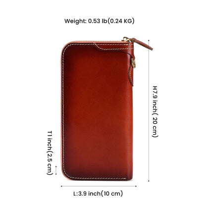 Chic Long Leather Wallet for Women Zipper Closure woyaza