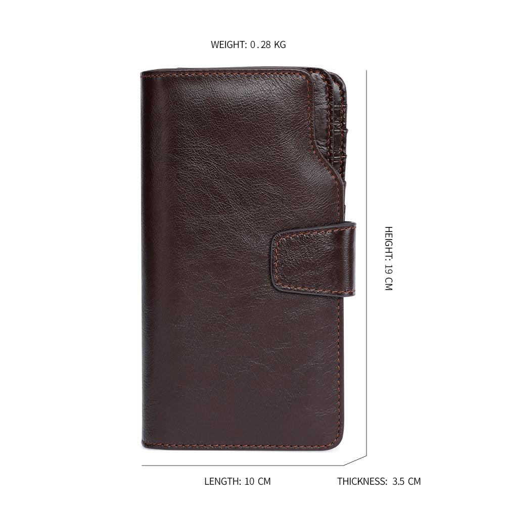 Sophisticated Men's Long Trifold Wallet Woyaza