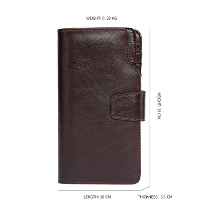 Sophisticated Men's Long Trifold Wallet Woyaza