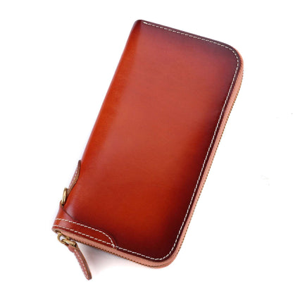 Vintage Leather Women's Long Wallet Zipper Closure woyaza