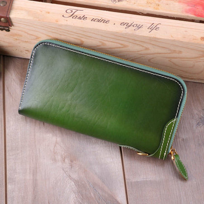 Classic Long Leather Wallet for Women with Zipper Closure woyaza