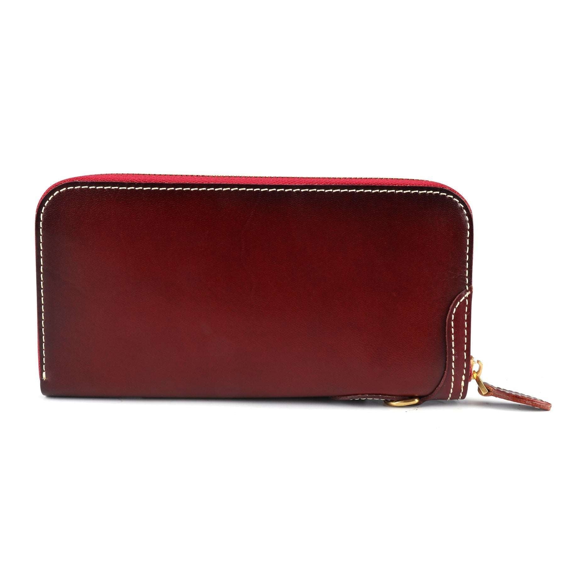 High-Quality Leather Women's Long Wallet with Zipper Closure woyaza