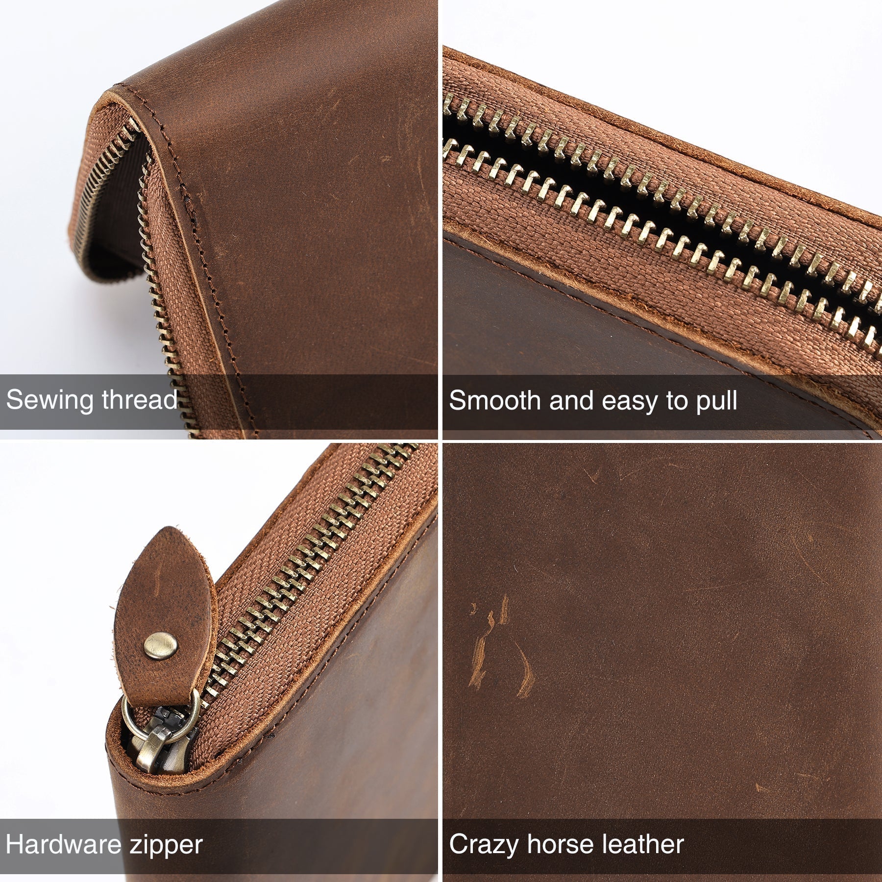 Durable Genuine Leather Men's Wallet RFID Blocking Handheld woyaza