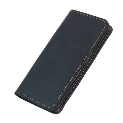 Sleek Men's Leather Long Clutch woyaza