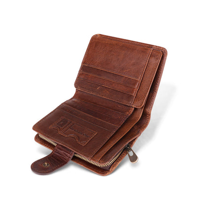 Elegant Men's Genuine Leather Double Fold Wallet woyaza