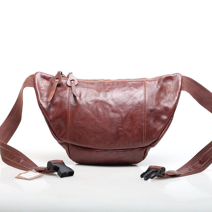 Stylish Vintage Leather Men's Waist Pouch Sling Pack woyaza