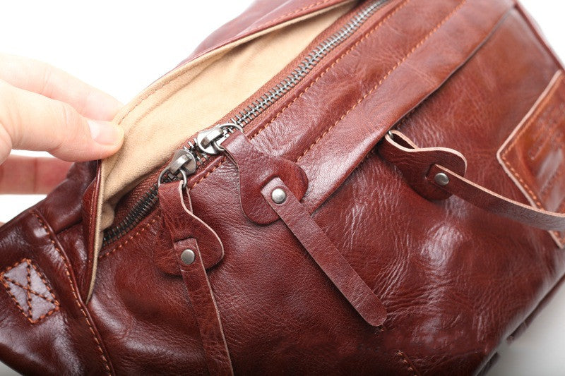 Distinctive Genuine Leather Men's Fanny Pack Shoulder Bag woyaza