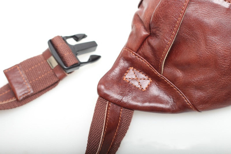 Handcrafted Leather Men's Chest Bag Crossbody Satchel woyaza