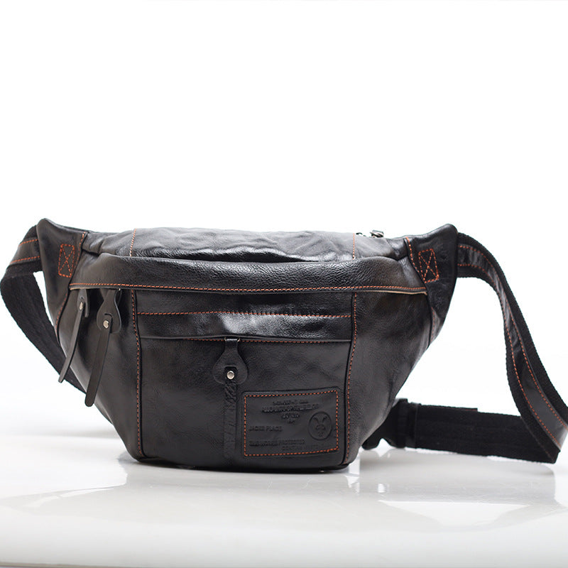 High-Quality Leather Men's Chest Pack Shoulder Crossbody woyaza