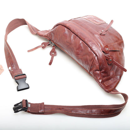 Classic Leather Men's Fanny Pack Crossbody Messenger woyaza