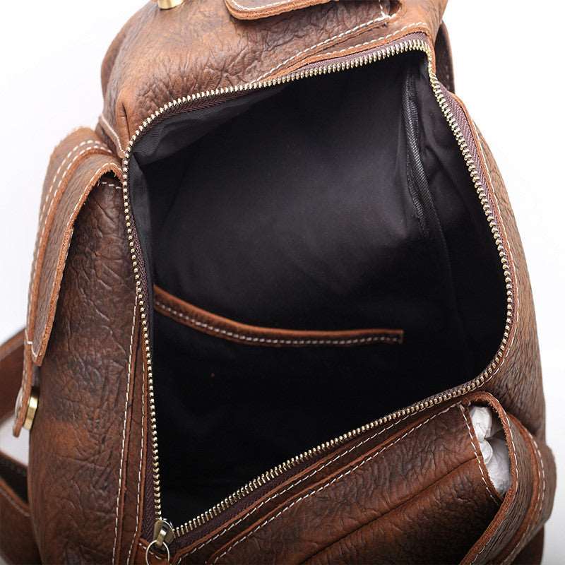 Sophisticated Leather Daypack for Men woyaza