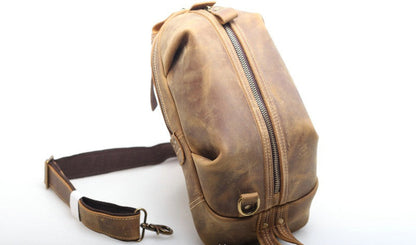 Classic Leather Cross Chest Messenger Bag woyaza