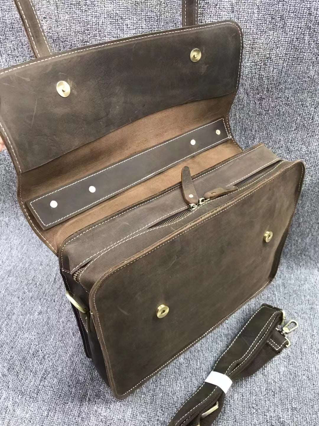 Premium Leather Men's Work Briefcase Satchel Woyaza