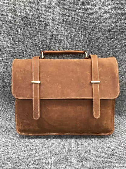 Professional Leather Document Organizer Shoulder Bag for Men Woyaza