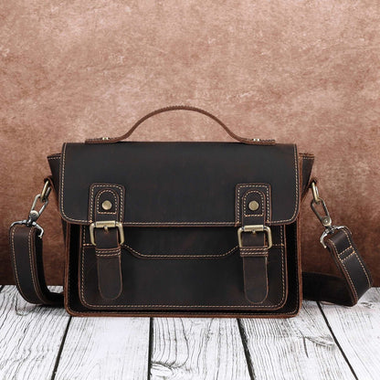 Sophisticated Leather Work Satchel for Men woyaza