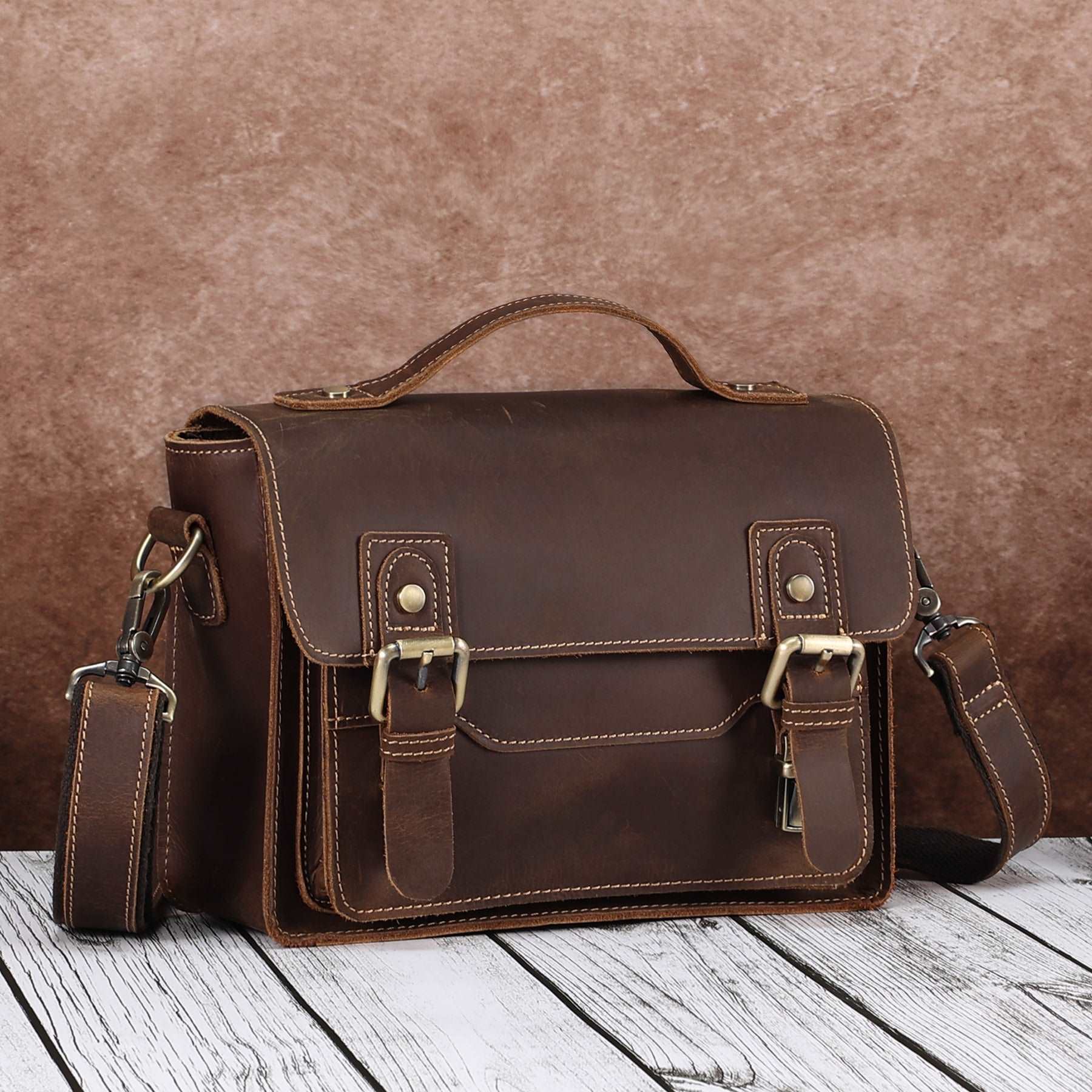 Classic Leather Satchel for Men woyaza