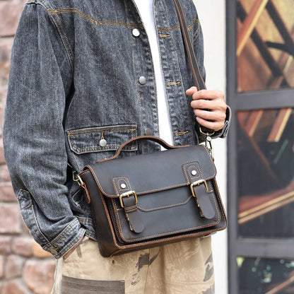 Genuine Leather Messenger Bag for Work woyaza