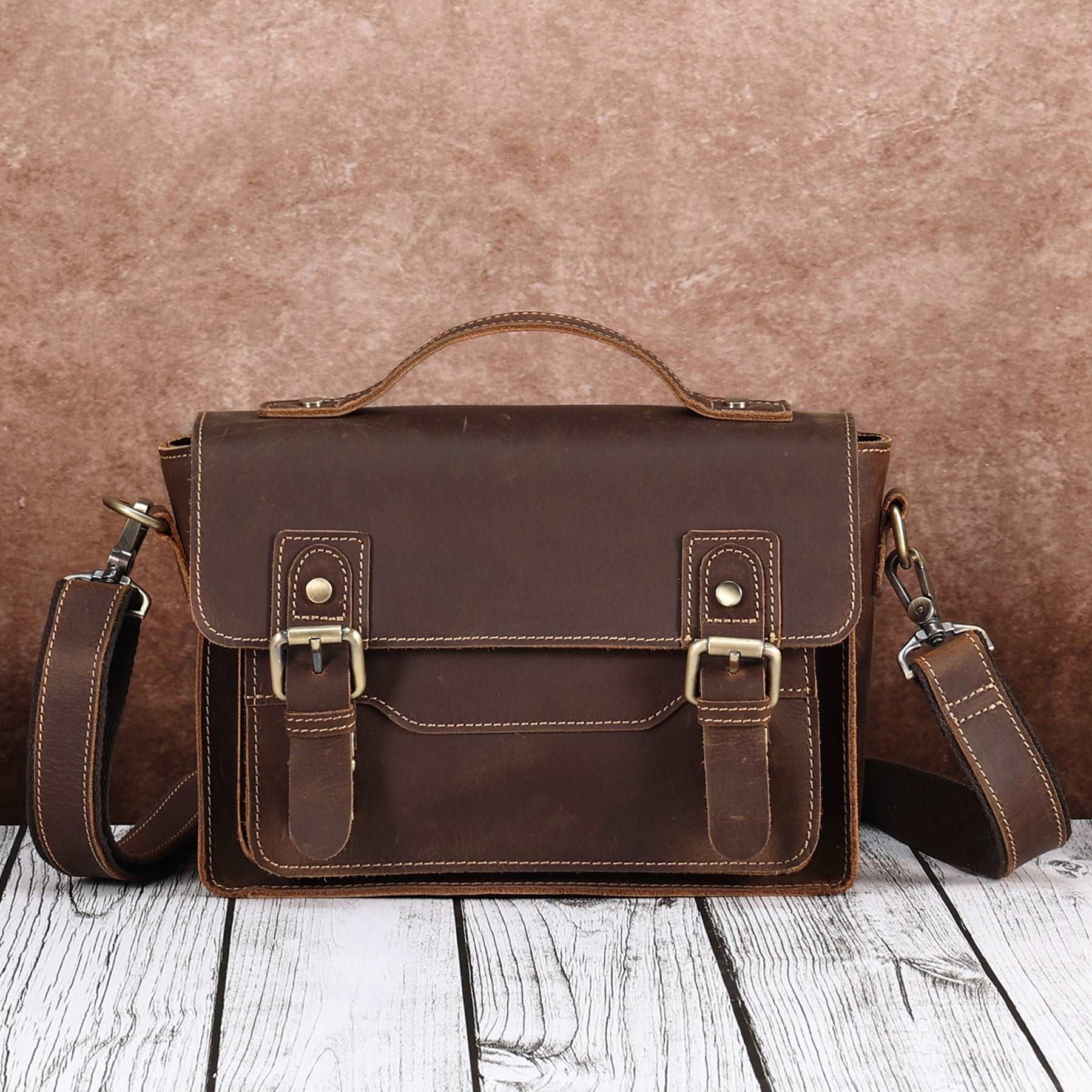 Retro Style Genuine Leather Shoulder Bag for Men woyaza