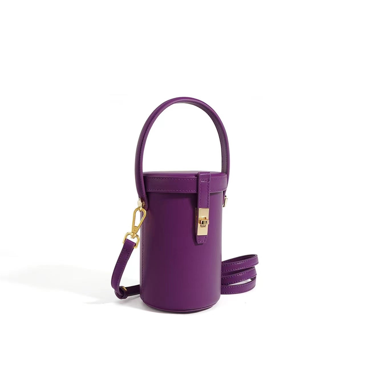 Luxurious Women's Genuine Leather Mini Cylinder Bucket Bag Crossbodywoyaza