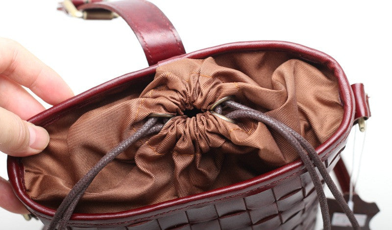 Handcrafted Vintage Style Leather Bucket Tote Woyaza