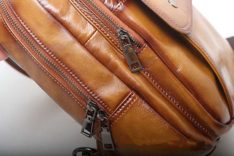 Fashionable Leather Sling Shoulder Backpack woyaza