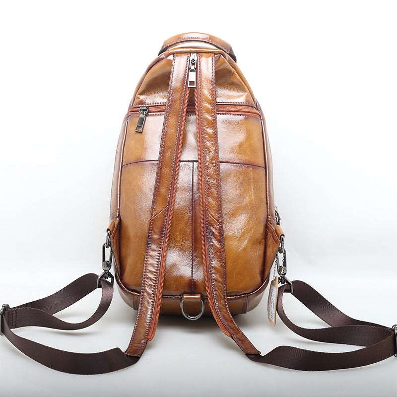 Traditional Leather Messenger Chest Bag woyaza