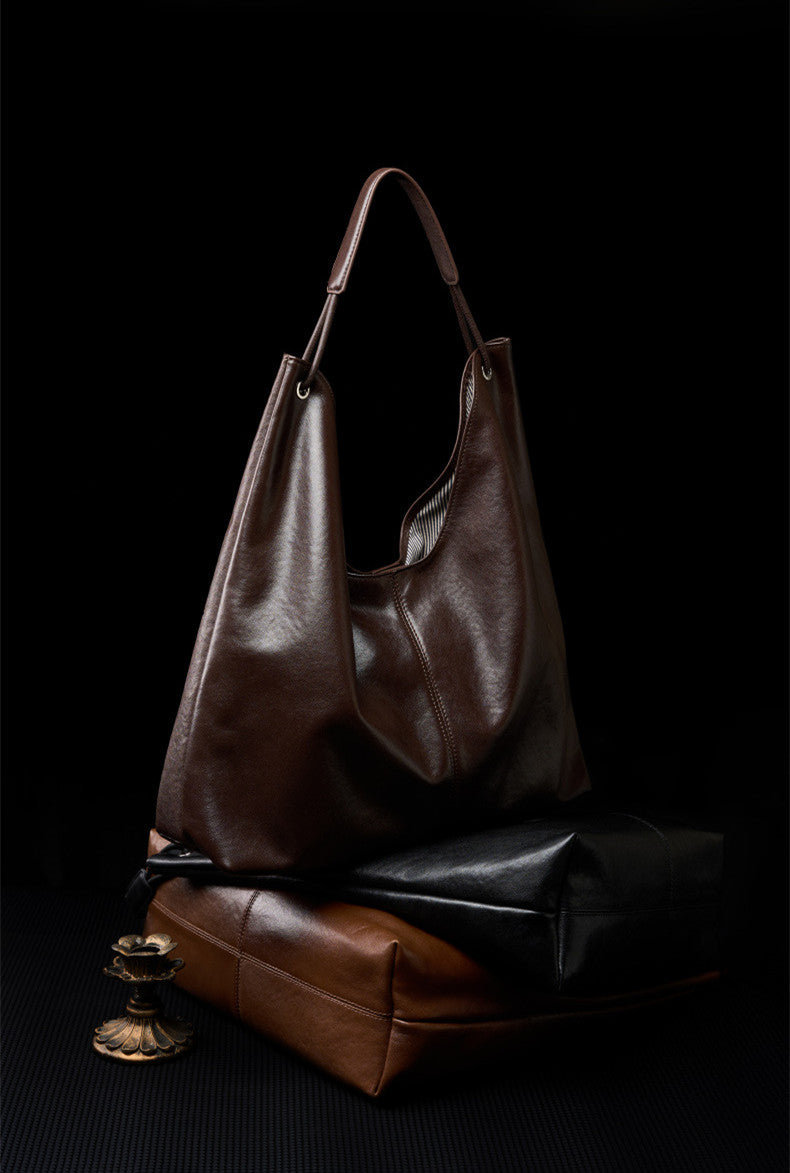 Elegant Women’s Shoulder Tote Bag in Natural Soft Leather