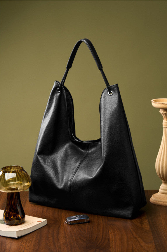 Soft Leather Commuter Tote Bag with Spacious Design