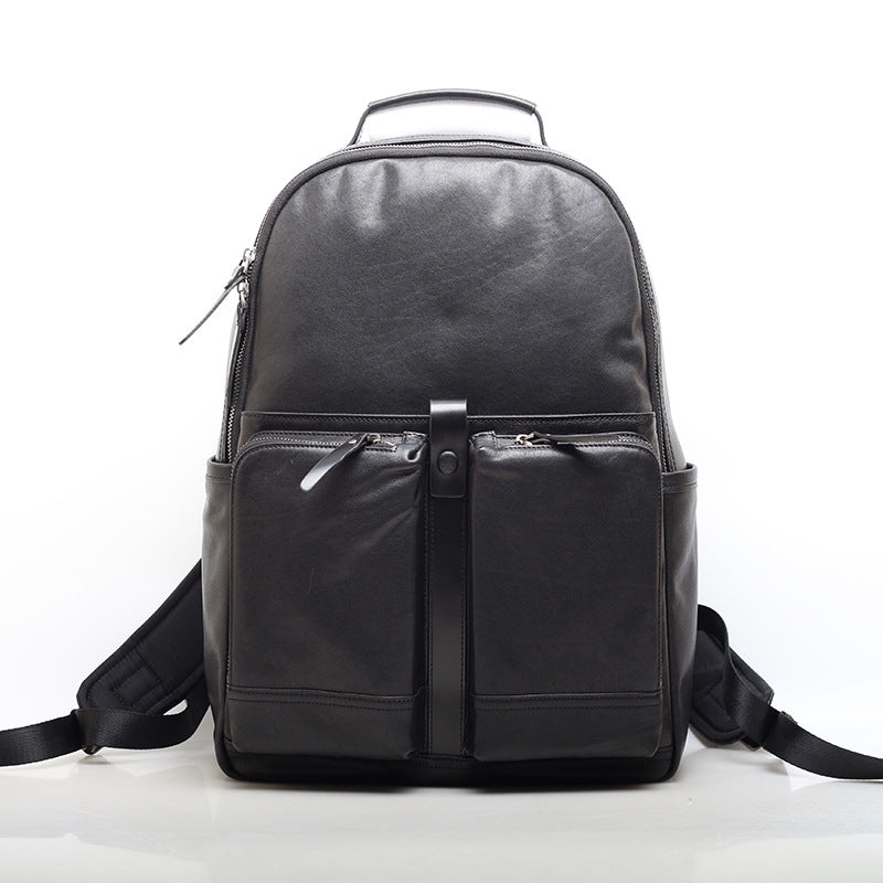 Classic Style Genuine Leather Men's Backpack High Capacity Woyaza