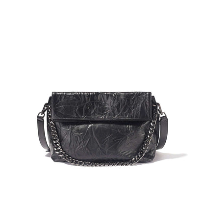 Stylish Leather Handbag with Chain Link Strap Woyaza