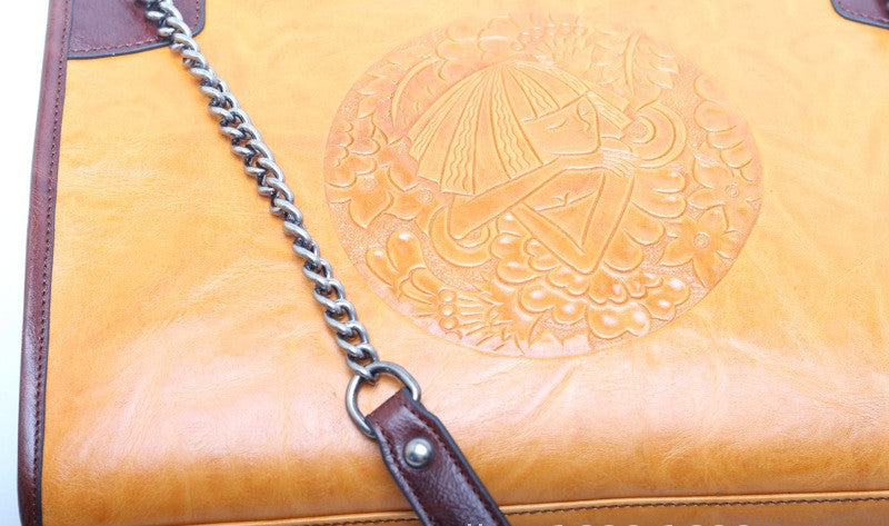Embossed Leather Tote Handbag for Women woyaza