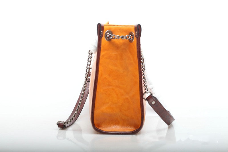 Retro Inspired Genuine Leather Tote Handbag woyaza