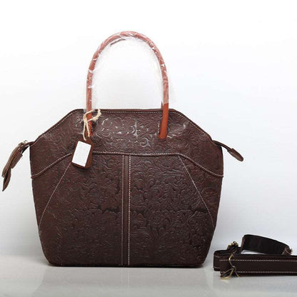 Vintage Genuine Leather Work Tote with Shoulder Strap Woyaza