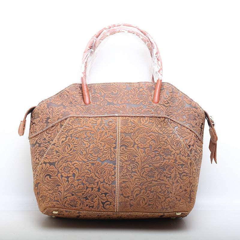Stylish Embossed Leather Commuter Bag for Ladies Woyaza