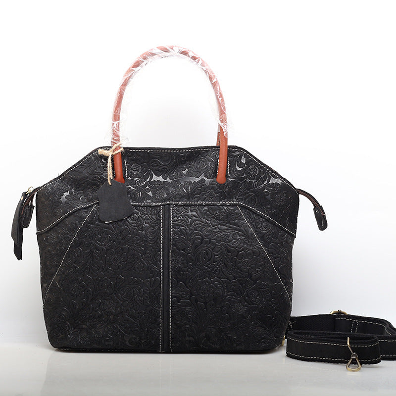 Elegant Embossed Leather Work Satchel for Ladies Woyaza