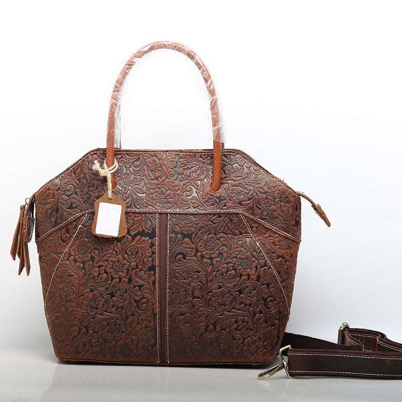 Classic Embossed Leather Shoulder Bag for Ladies Woyaza