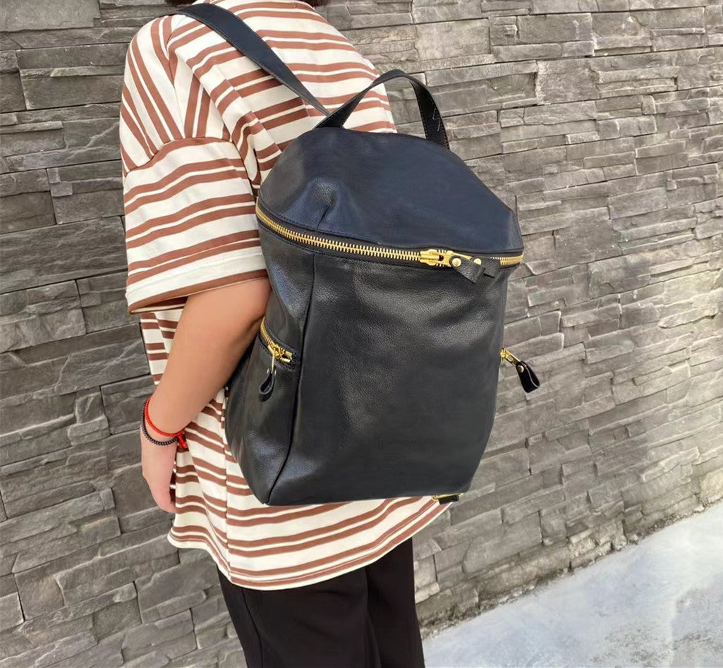 Retro Leather Knapsack for Ladies