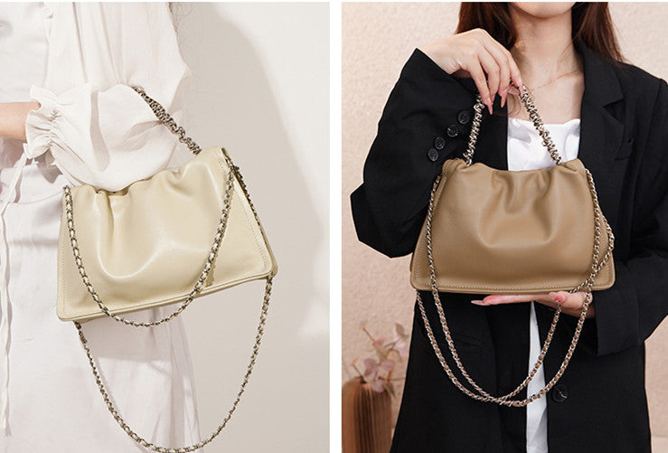Designer Soft Leather Handbag for Women with Metal Chain Strap woyaza