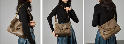 Minimalist Leather Flap Bag for Women