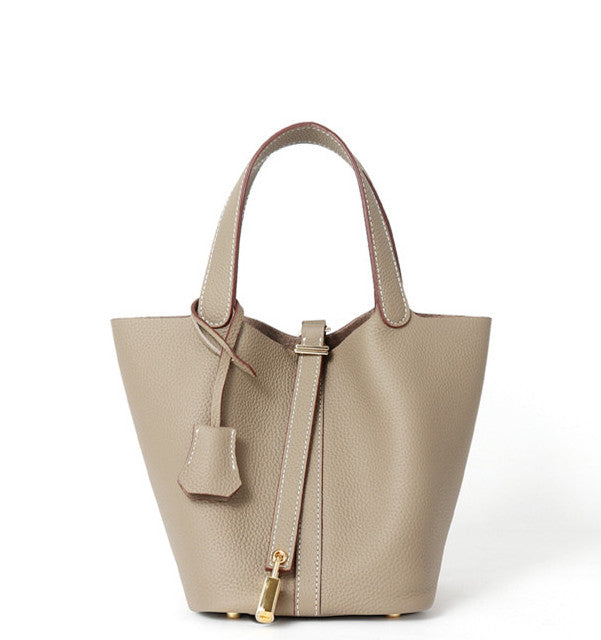 Soft Leather Bucket Bag for Women with Handheld and Crossbody Options