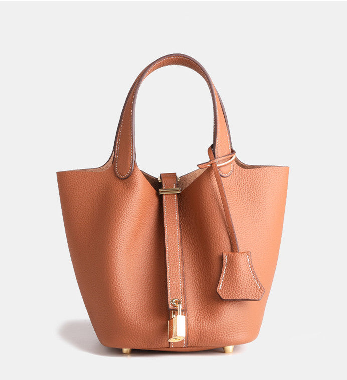 Soft Leather Crossbody Bucket Bag