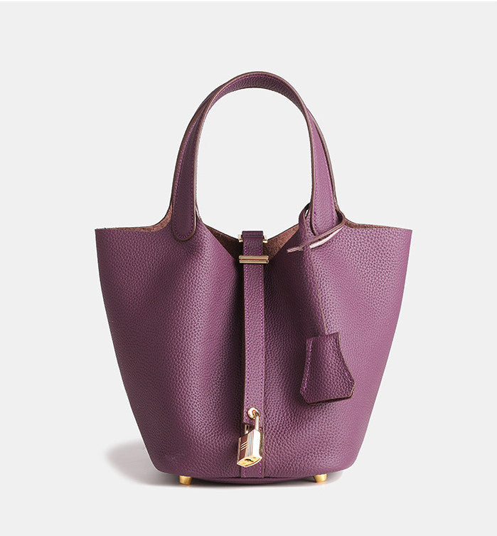 Versatile Leather Bucket Bag for Women