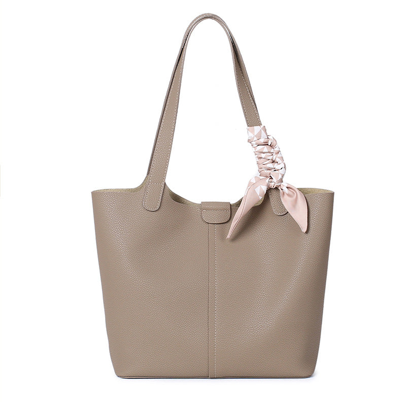 Soft Leather Shoulder Tote Bag with Spacious Interior