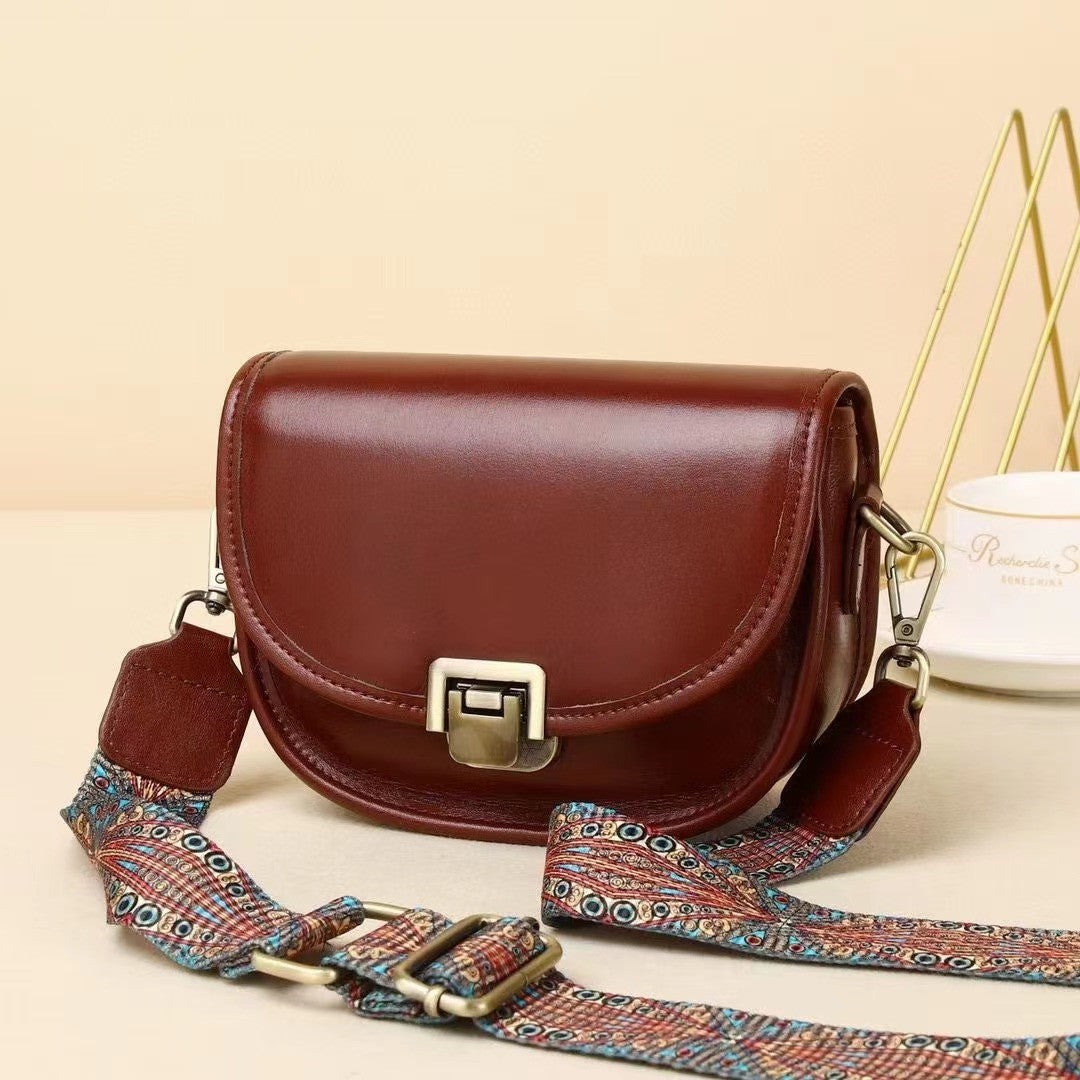 Deluxe Ladies' Soft Leather Crossbody Purse with Distinctive Clasp Feature Woyaza