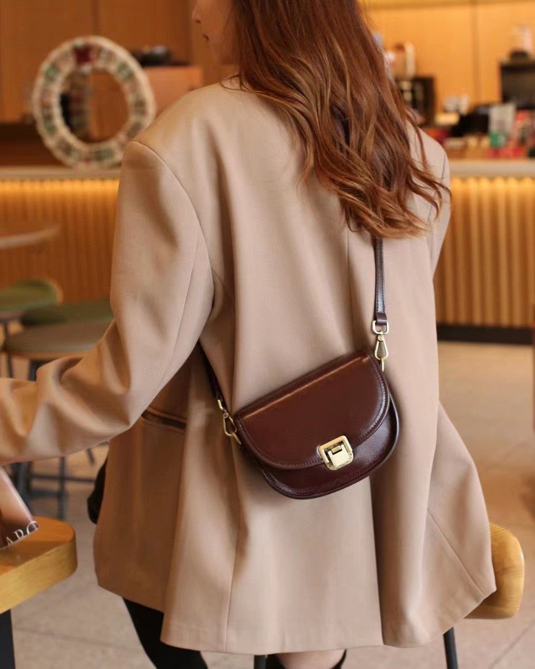 Classy Women's Genuine Leather Shoulder Bag with Eye-Catching Lock Design Woyaza