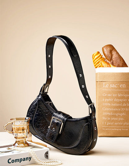 Luxury Crescent-Shaped Leather Shoulder Bag
