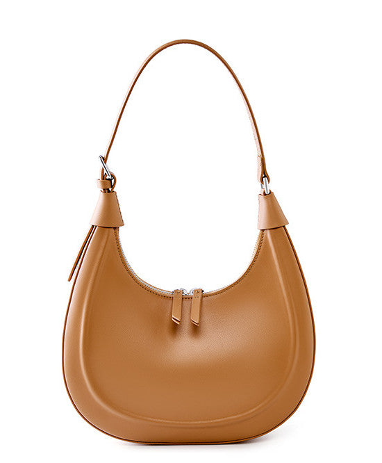 Semi-Circular Leather Crossbody Bag